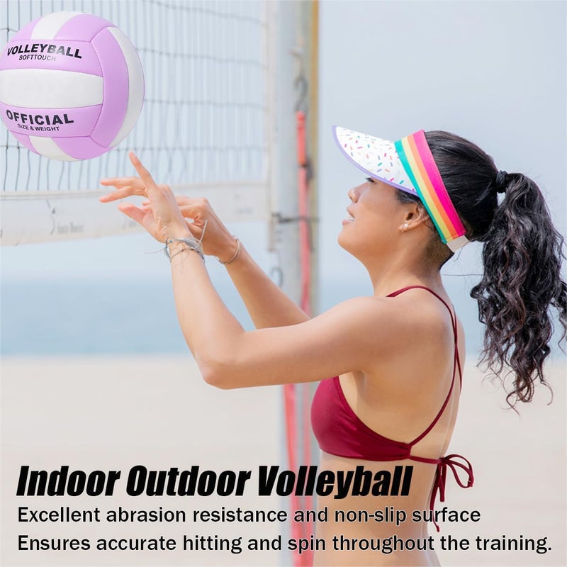 ZLY Volleyball,Official Size 5 Volleyballs for Indoor Outdoor,Soft Touch Volleyballs for Beach Play Pool Training Game with Ball Pump - Image 2
